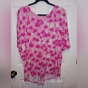Victoria's Secret Pink Palm Print Short Sleeve Top